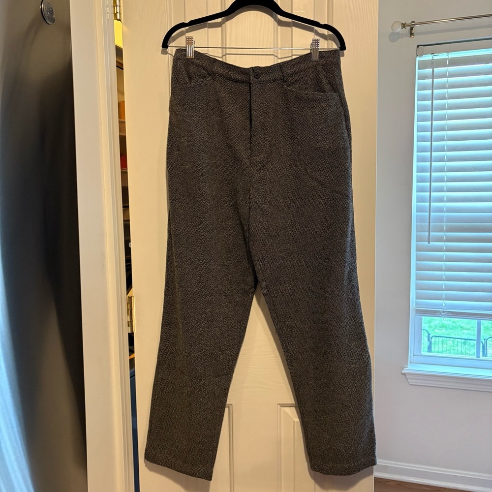 Talbots Pants Women 14Pblack/gray Twill High Rise Classiccore Preppy Wool Career